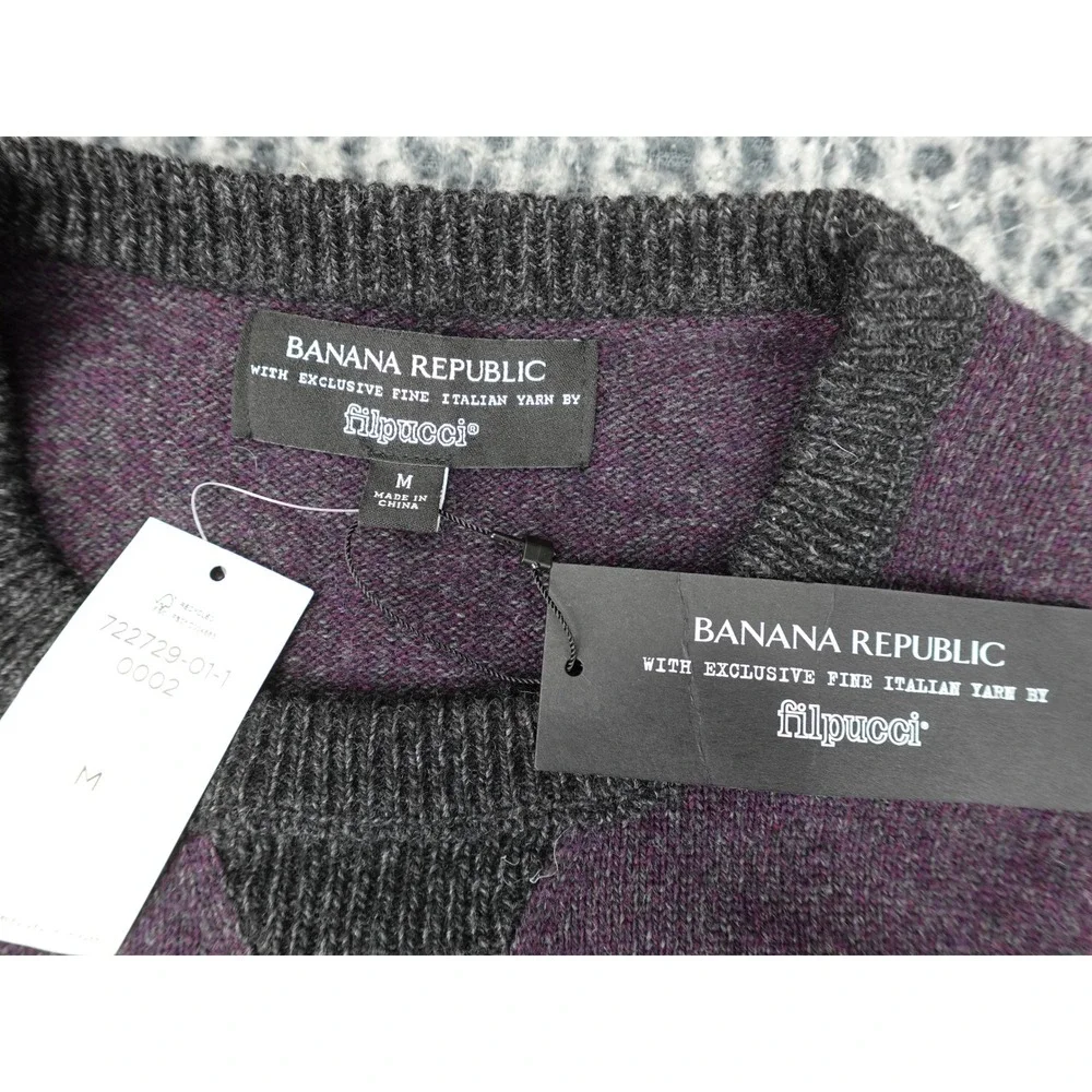 Banana Republic Sweater Mens M Purple Merino Wool Filpucci Italian Yarn 722729